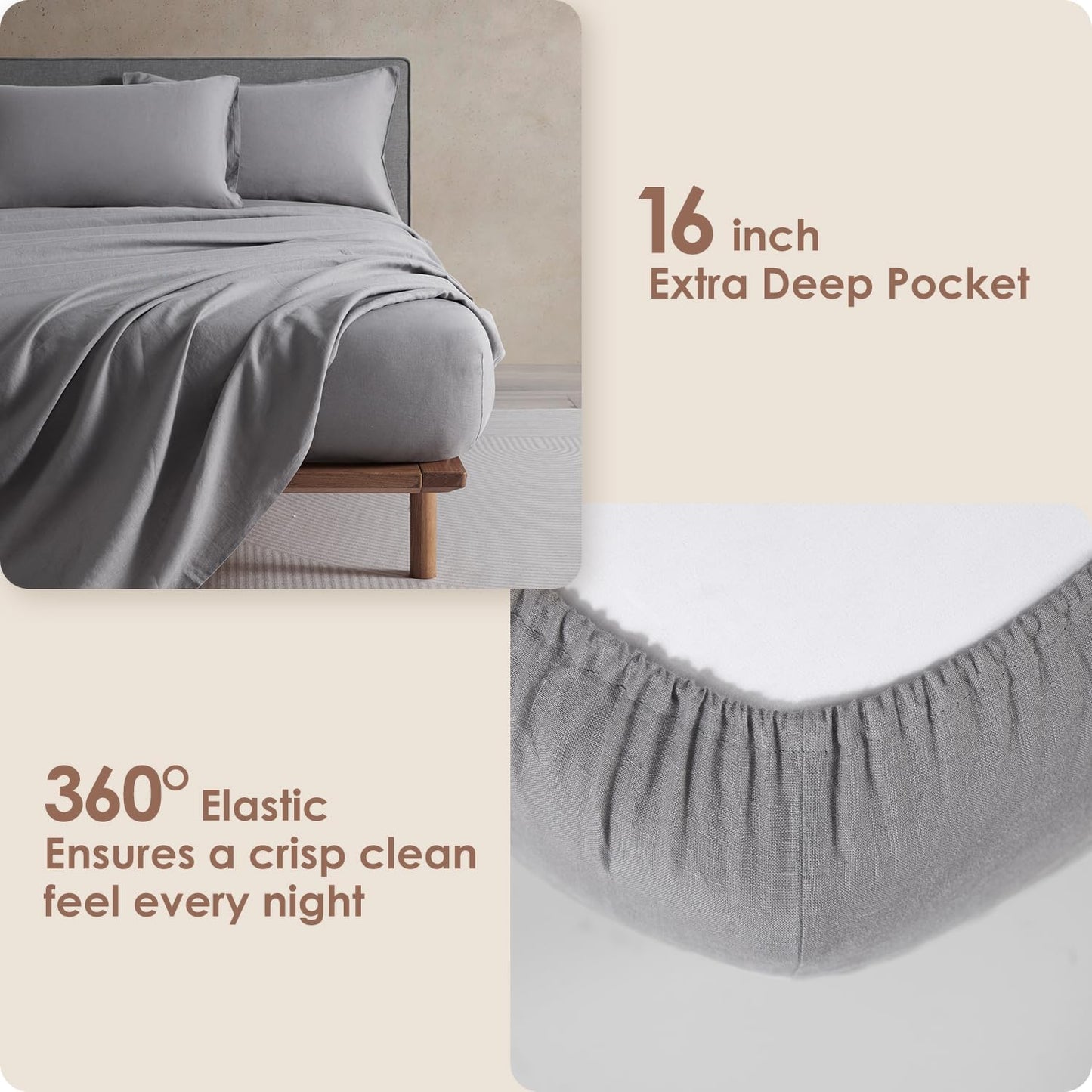 100% Linen Fitted Sheet